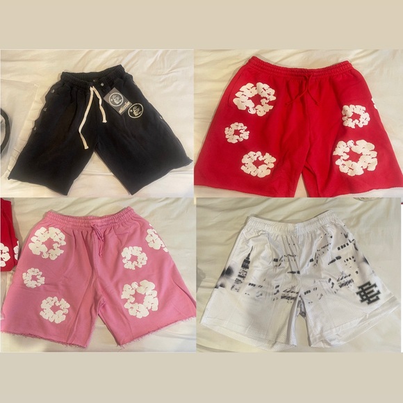 Stylish Men's Athletic Shorts - Black Red Pink White